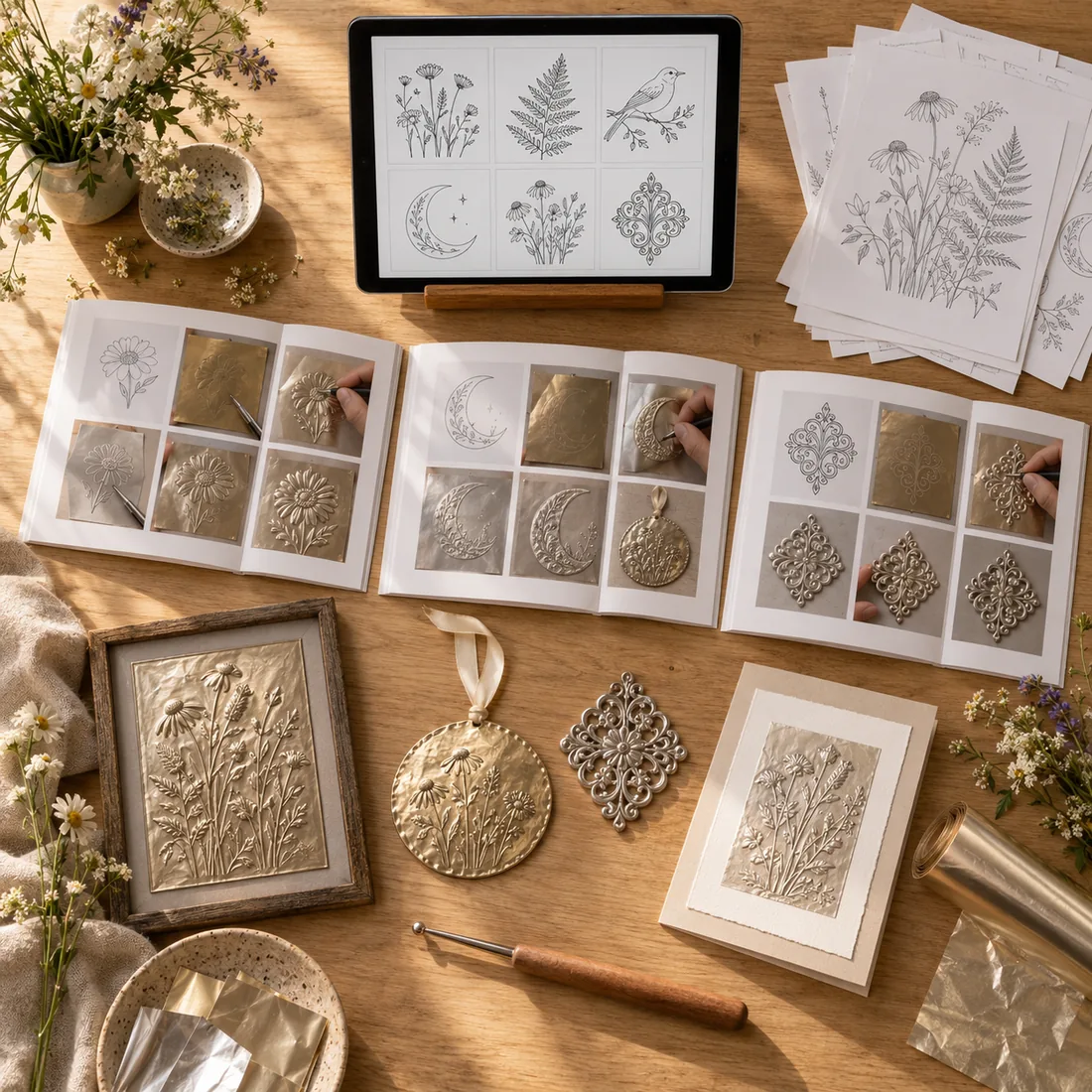 Everything included in The Silverleaf Library laid out on a table