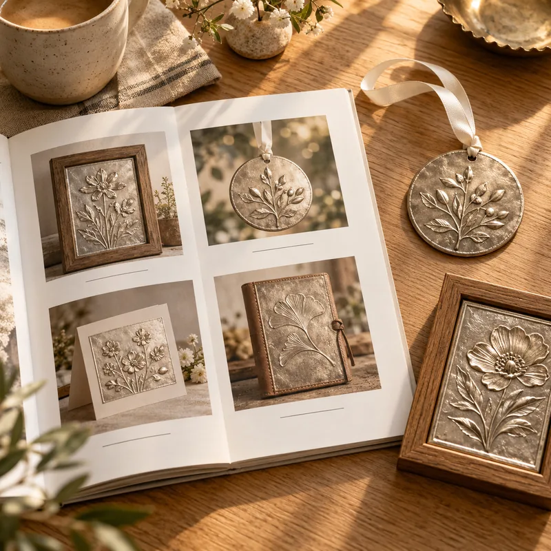 Project book showing finished pieces